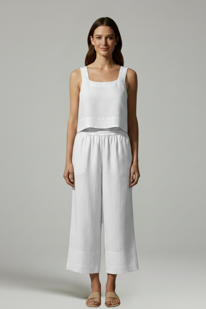 Women’s Two Piece Set with Sleeveless Top and Elastic Waist Trousers