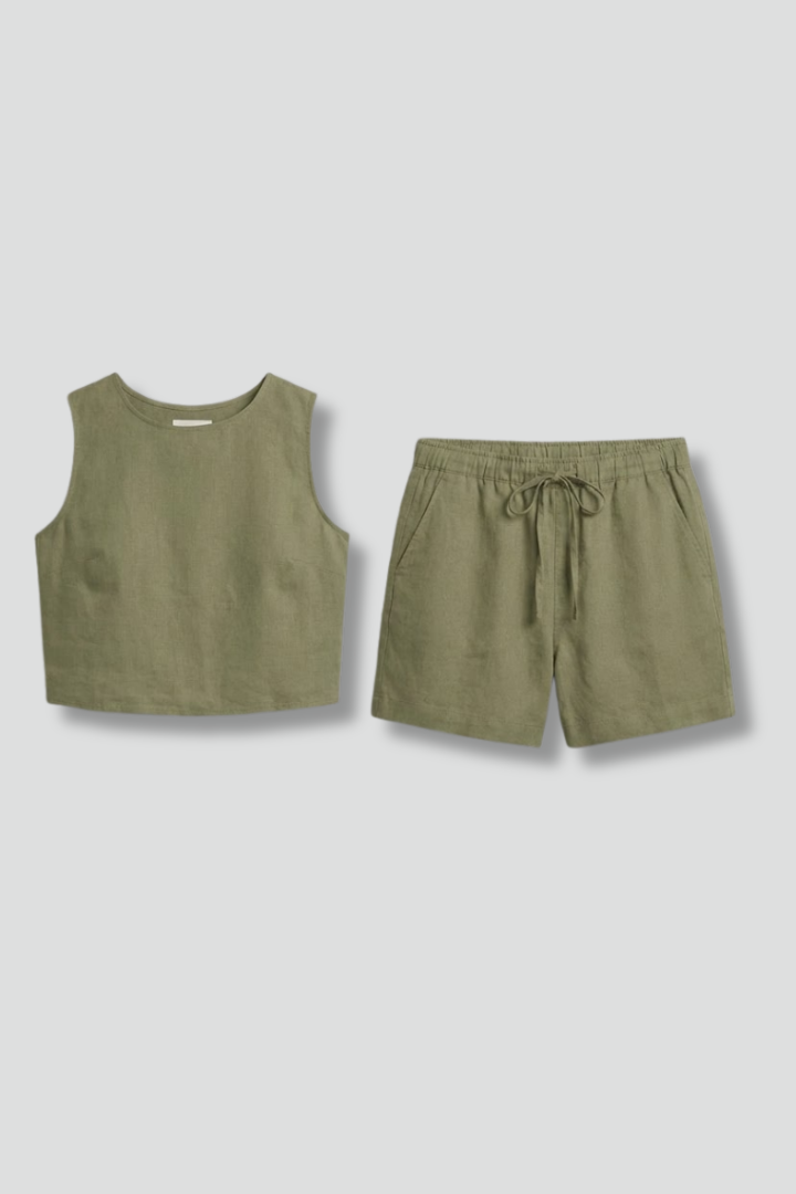 Women’s Two Piece Set with Sleeveless Top and Elastic Waist