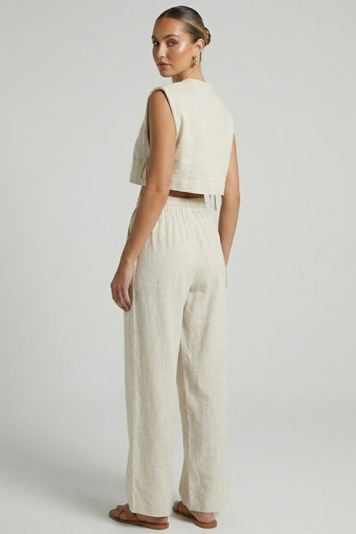 Women’s Two Piece Set with Sleeveless Top and Wide Leg Pants