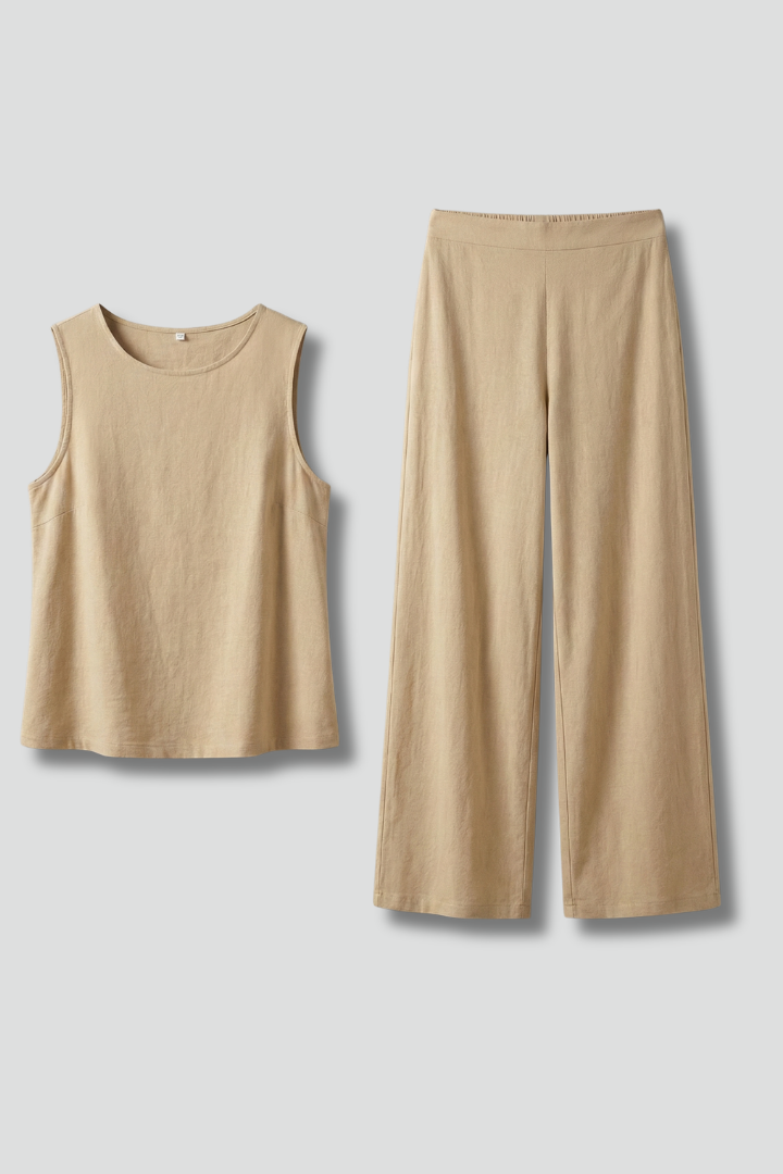 Women’s Two Piece Set with Sleeveless Top and Wide Legs