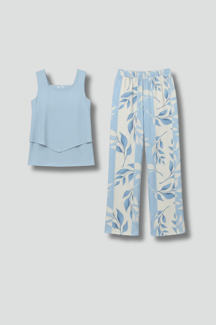 Women’s Two Piece Set with Sleeveless Top and Wide Legs