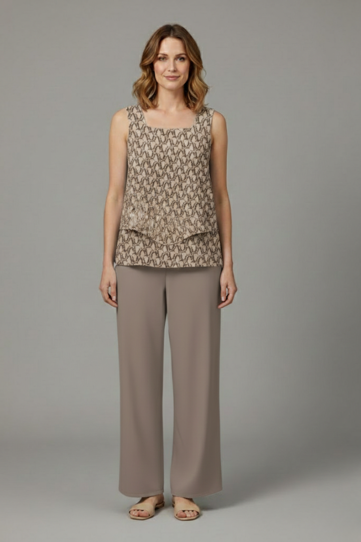 Women’s Two Piece Set with Sleeveless Top and Wide Legs