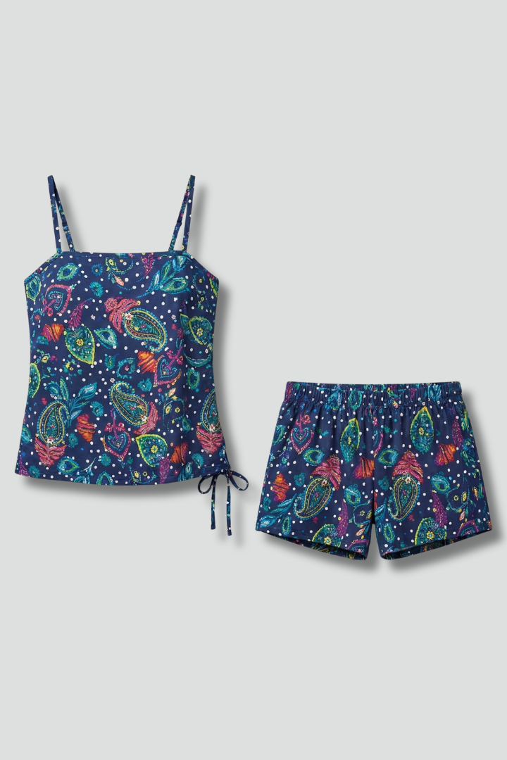 Women’s Two Piece Set with Spaghetti Straps and Drawstring Shorts
