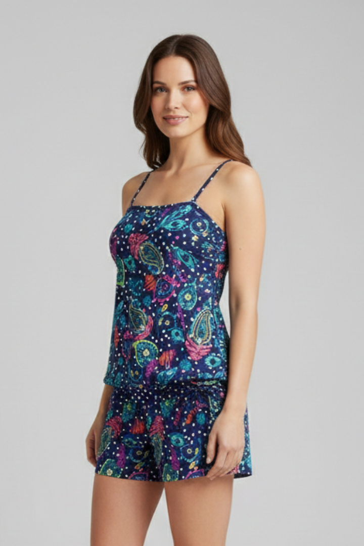 Women’s Two Piece Set with Spaghetti Straps and Drawstring Shorts