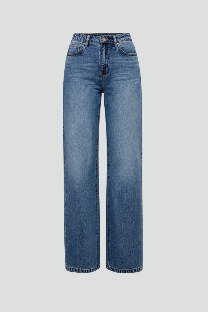 Women’s Wide-Leg Jeans with High Waist and Pockets