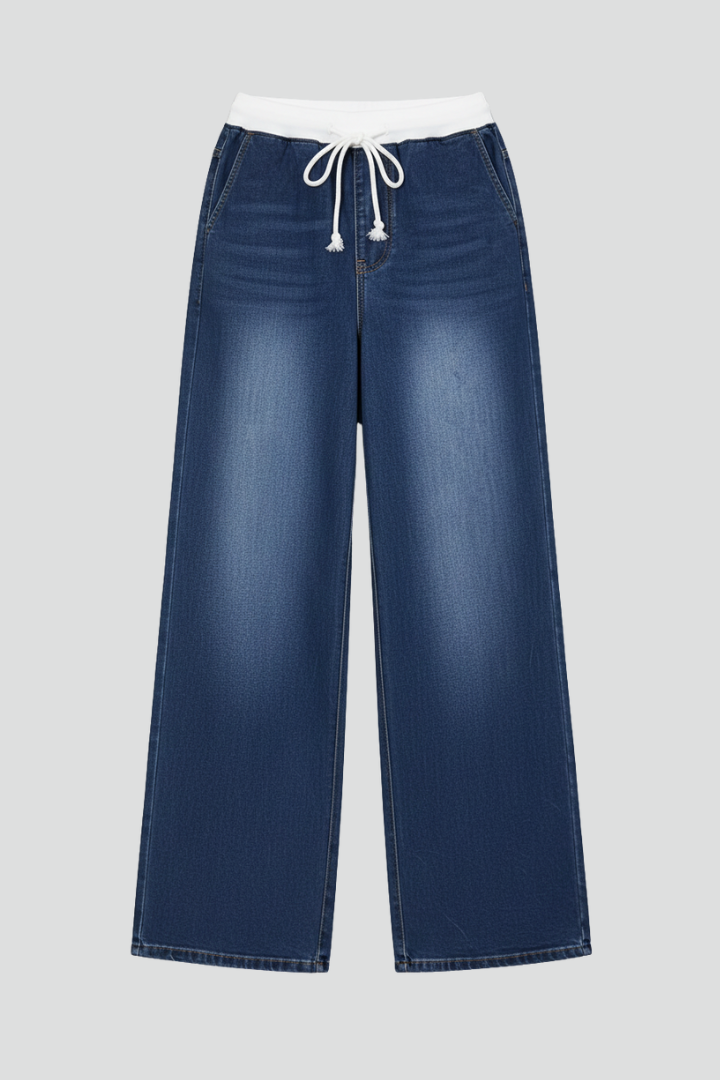 Women’s Wide-Leg Trousers with Drawstring Waist and Long Hem