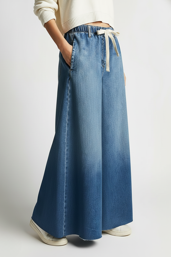 Women’s Wide-Leg Trousers with Drawstring Waist and Pockets