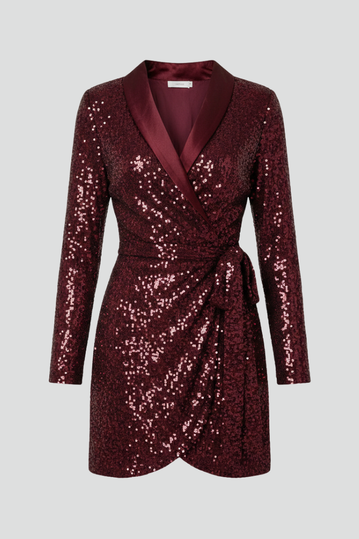 Women’s Wrap Dress with V Neck and Long Sleeves