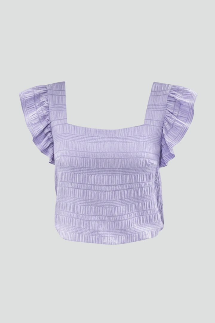 Women’s blouse with square neckline and flutter sleeves