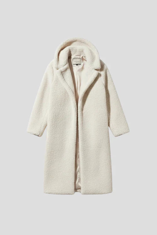 Women’s Hooded Coat with Button Closure and Textured Surface