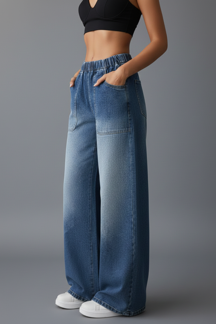Women’s Trousers with Elastic Waist and Wide Legs