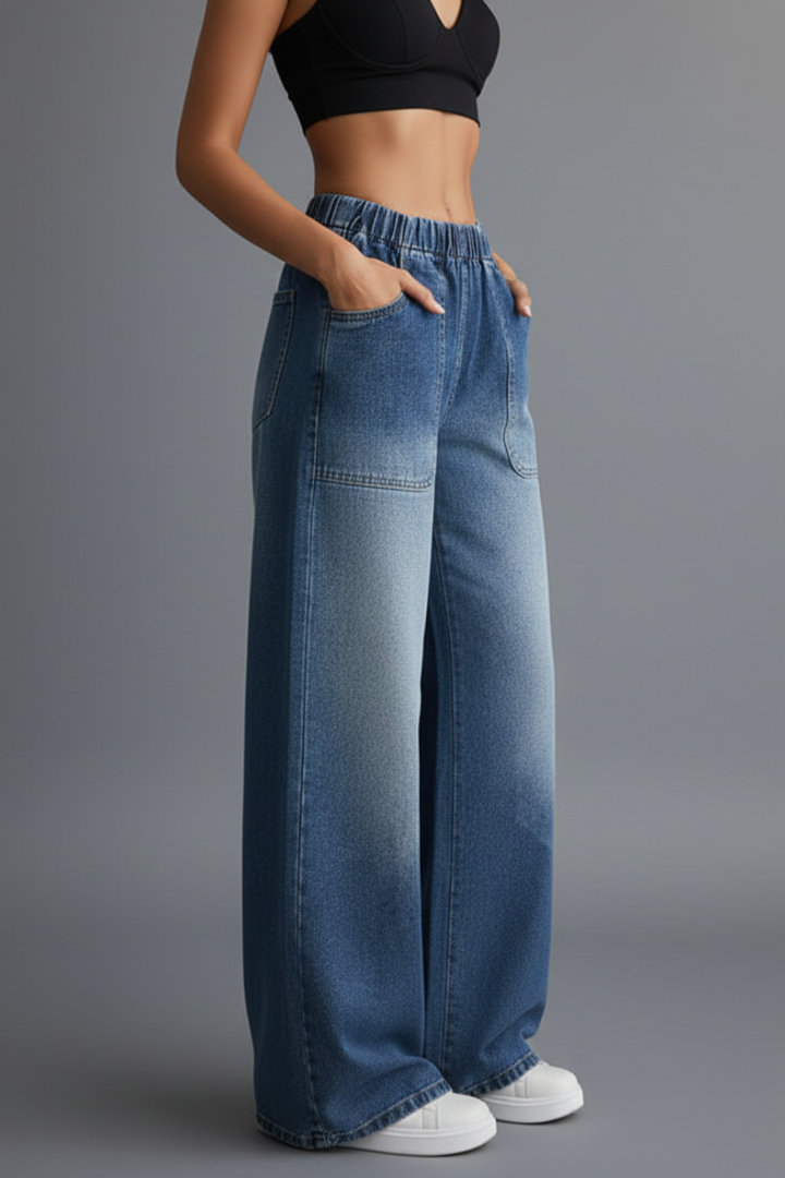 Women’s Trousers with Elastic Waist and Wide Legs