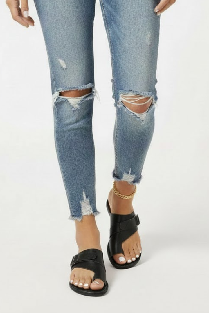 Women’s Sandals with Buckle and Textured Finish