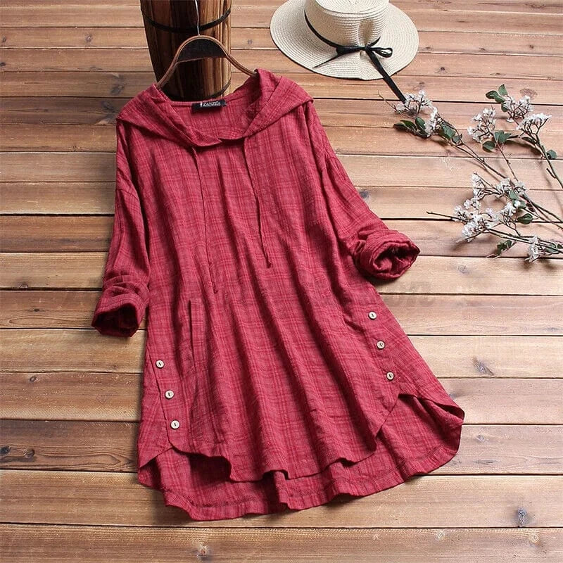 Eliana | Stylish Hooded Button-Down Dress