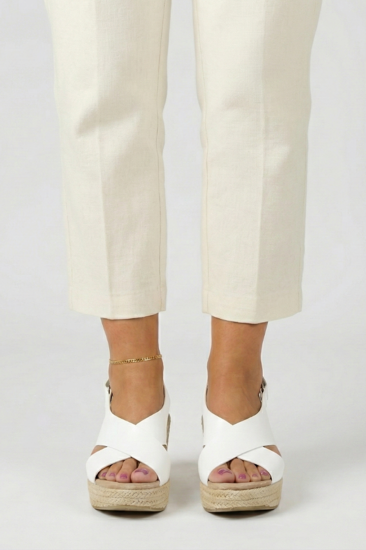 Women’s Wedge Sandals with Crossover Straps and a Slingback Buckle