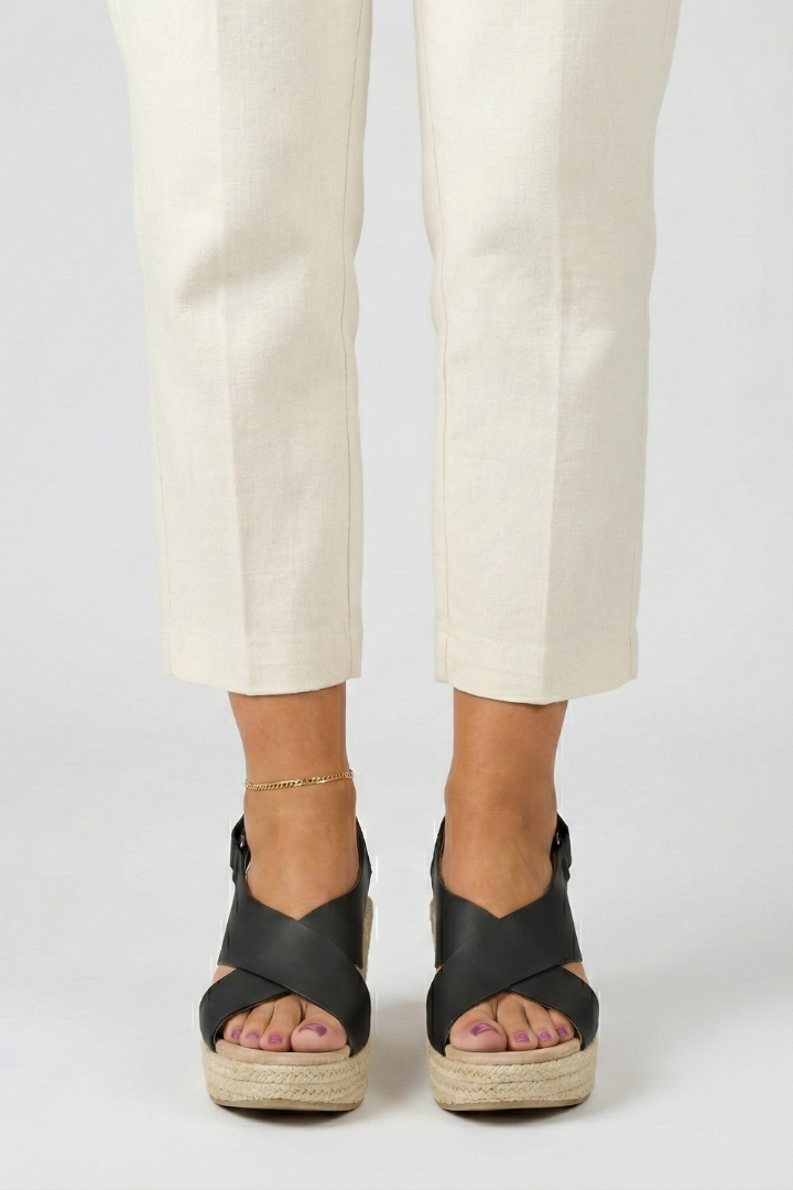 Women’s Wedge Sandals with Crossover Straps and a Slingback Buckle