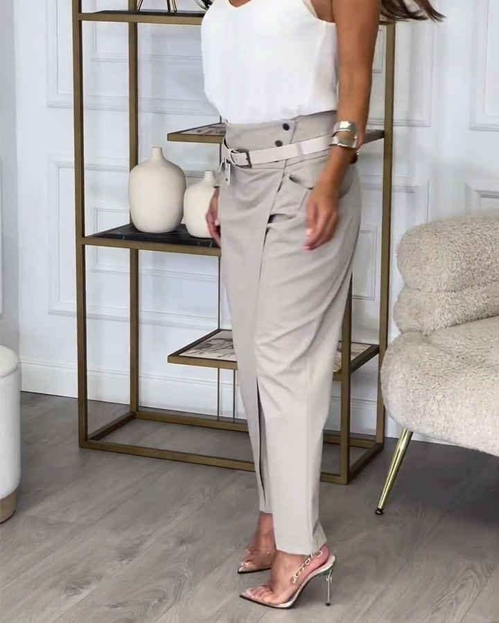 Cora | Patchwork Pants with Belt