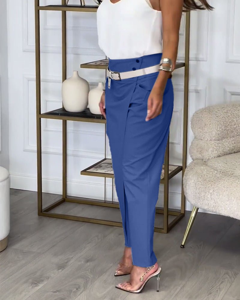 Cora | Patchwork Pants with Belt