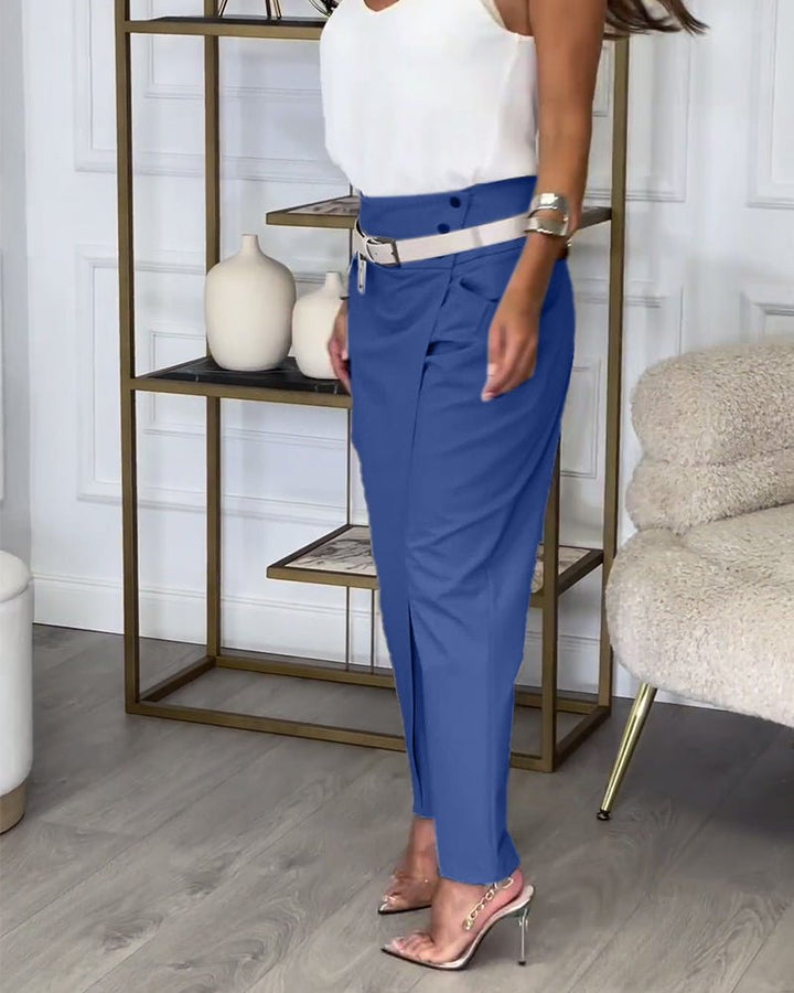 Cora | Patchwork Pants with Belt