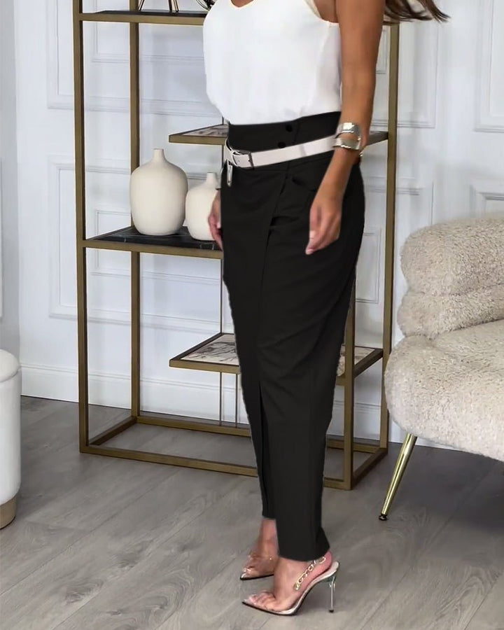 Cora | Patchwork Pants with Belt