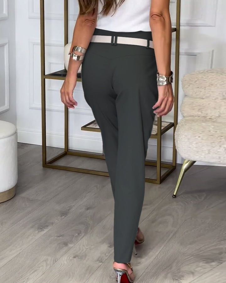 Cora | Patchwork Pants with Belt