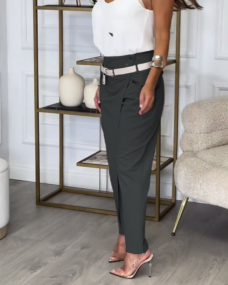 Cora | Patchwork Pants with Belt
