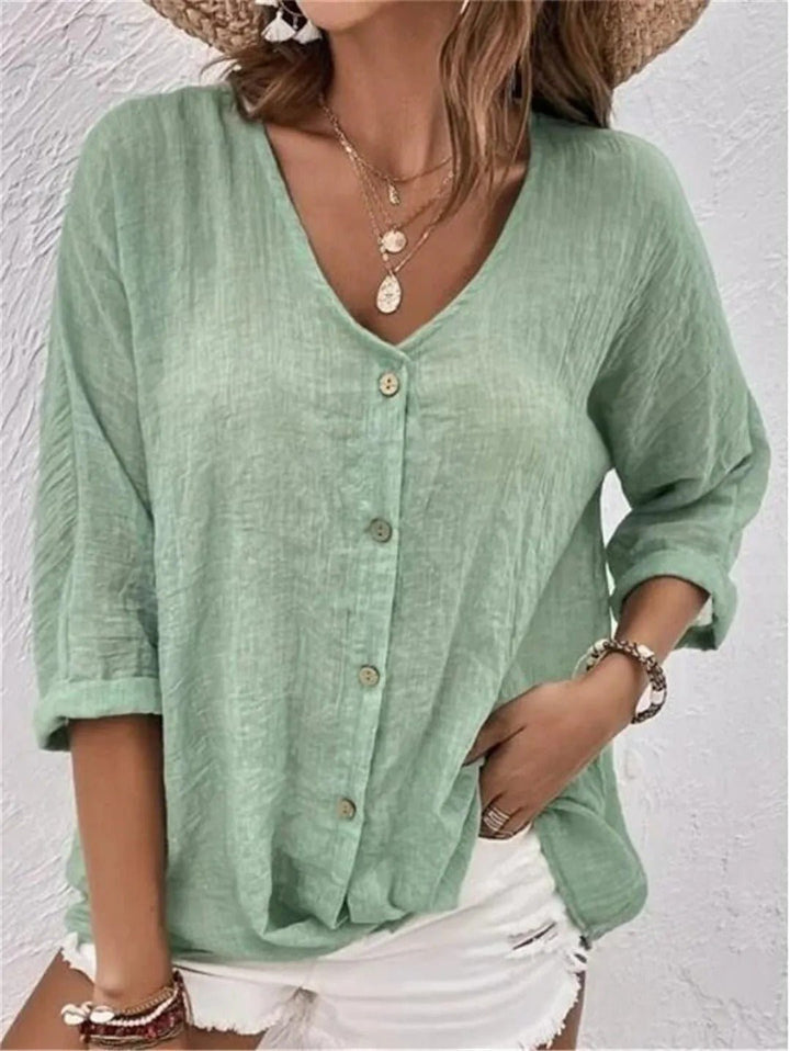 Fayo | Effortless V-Neck Button-Up Top