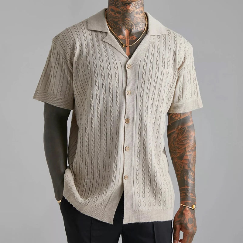 Trill | Men's Short-Sleeve Knitted Button-Up Shirt