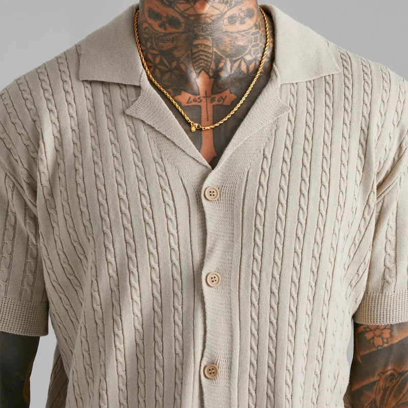 Trill | Men's Short-Sleeve Knitted Button-Up Shirt