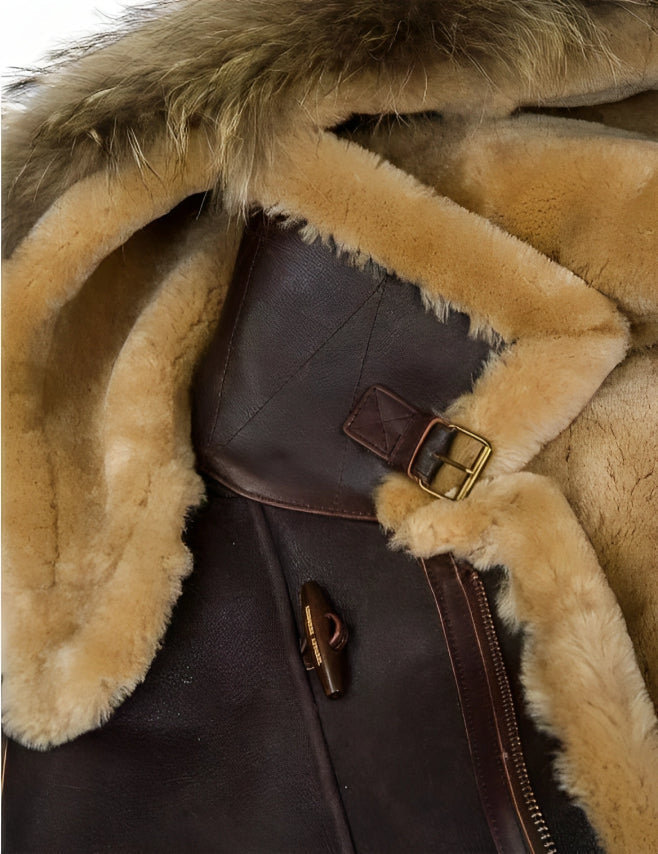 Edvard | Classic Leather Shearling Hooded Jacket