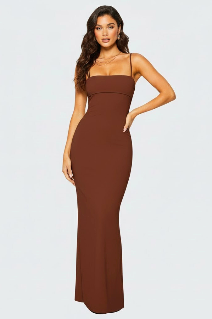 Women’s Maxi Dress with Spaghetti Straps and Open Back