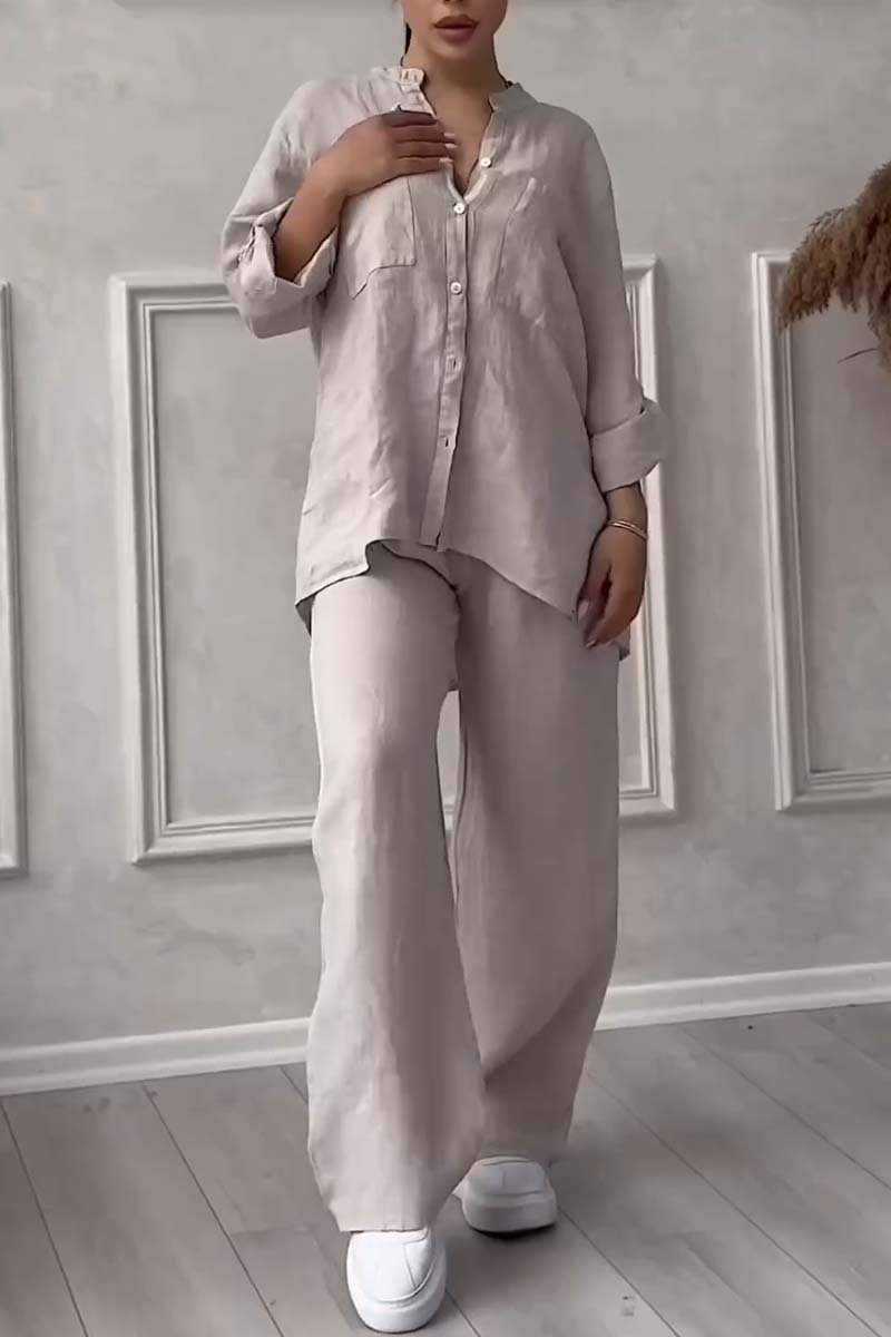 Selah™ - Cotton and Linen Two-Piece Set - Shirt and Pants