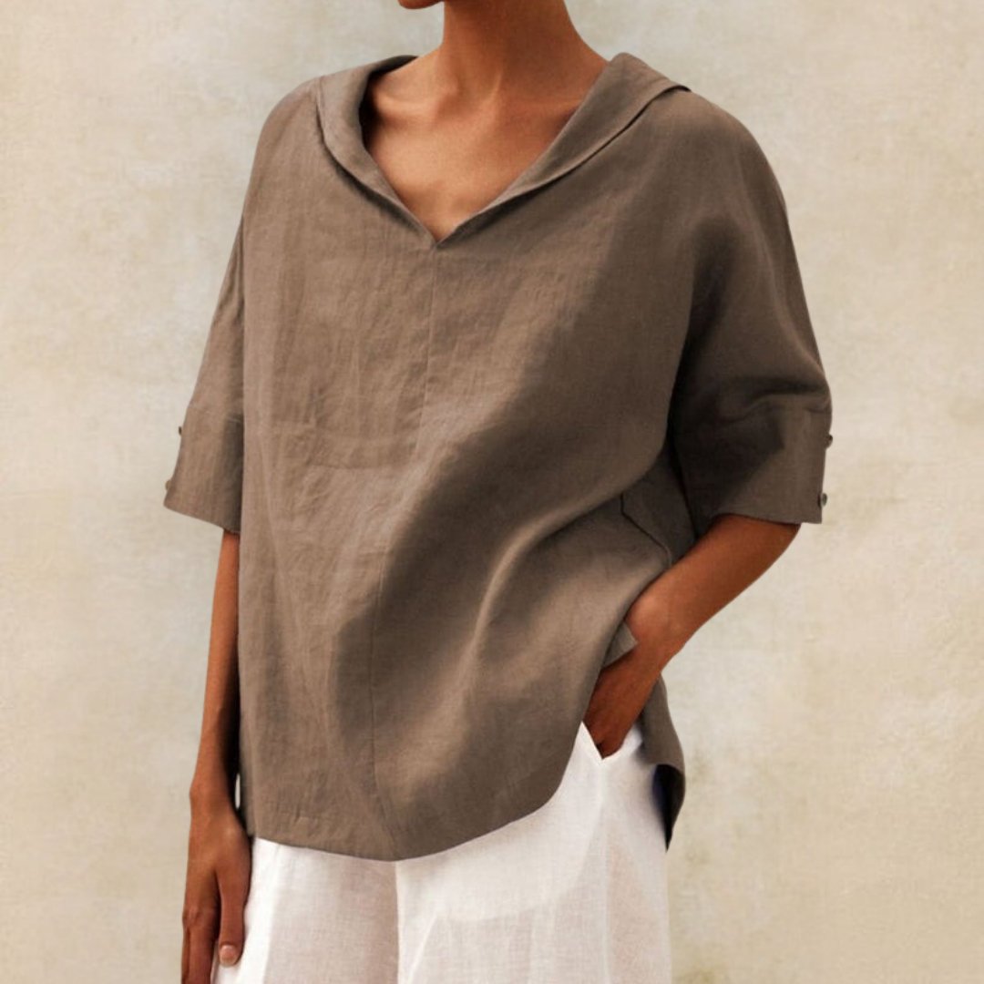 Lena | Women's V-Neck Casual Linen Shirt