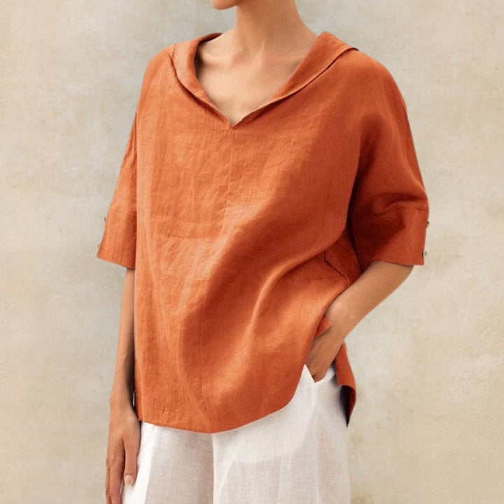 Lena | Women's V-Neck Casual Linen Shirt