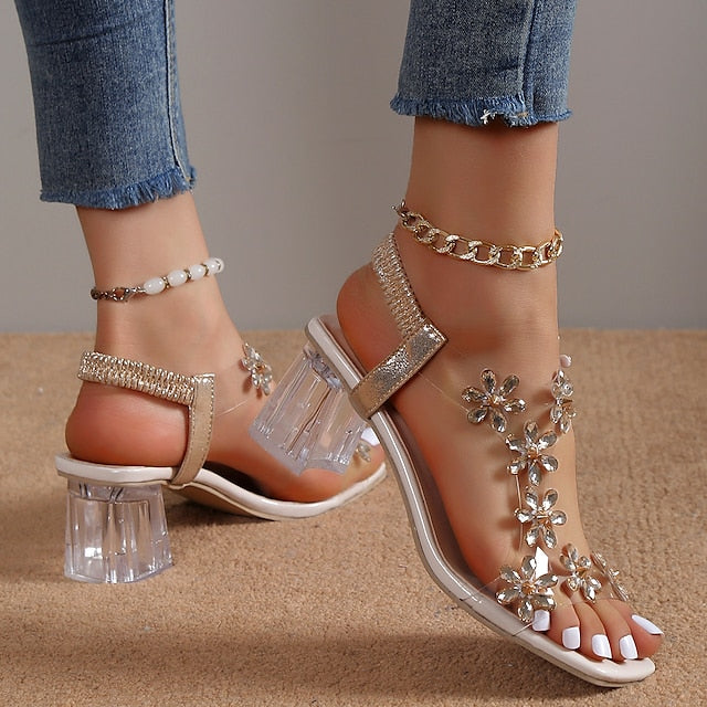 Sofie™ - Fashion Casual Block Heel Sandals with Rock Crystals for Women