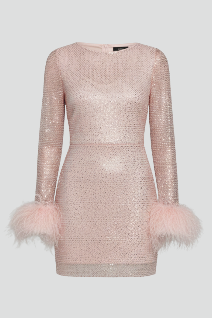 Round Neck Mini Dress with Fitted Waist