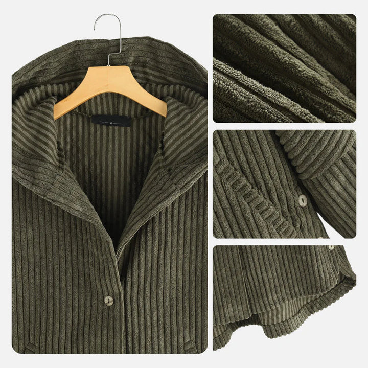 Mia - Stylish Hooded Ribbed Coat